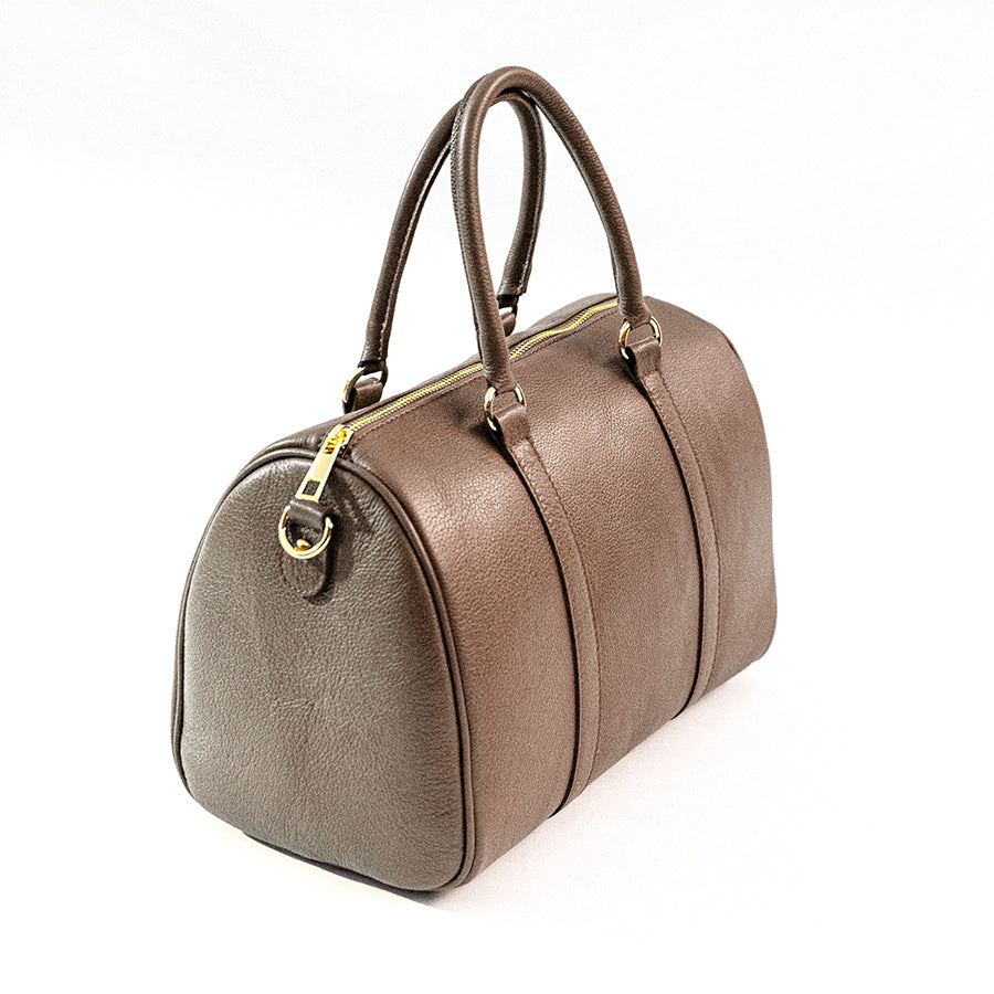 BUBBLE Dollar leather bowling bag (TAUPE AND BLUE)