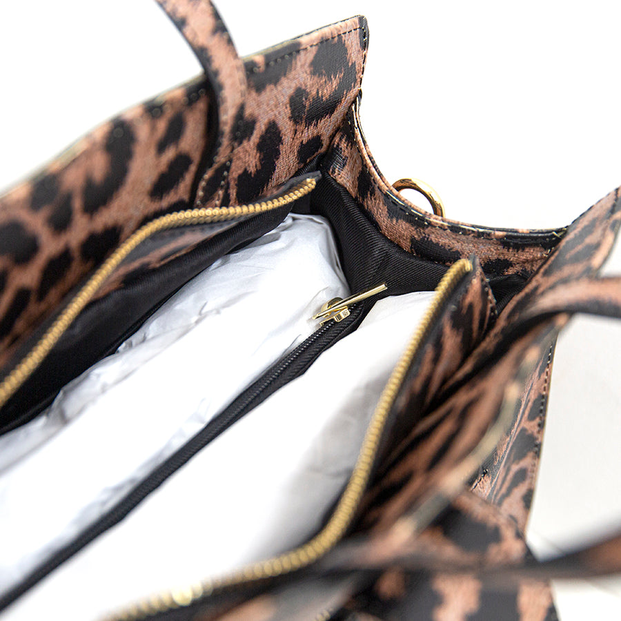 LEOPARD BIG silk-screened Saffiano leather bag (SINGLE COLOR)