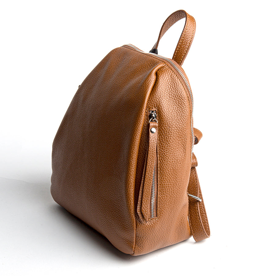 ZIP dollar leather backpack (OLIVE AND LEATHER)