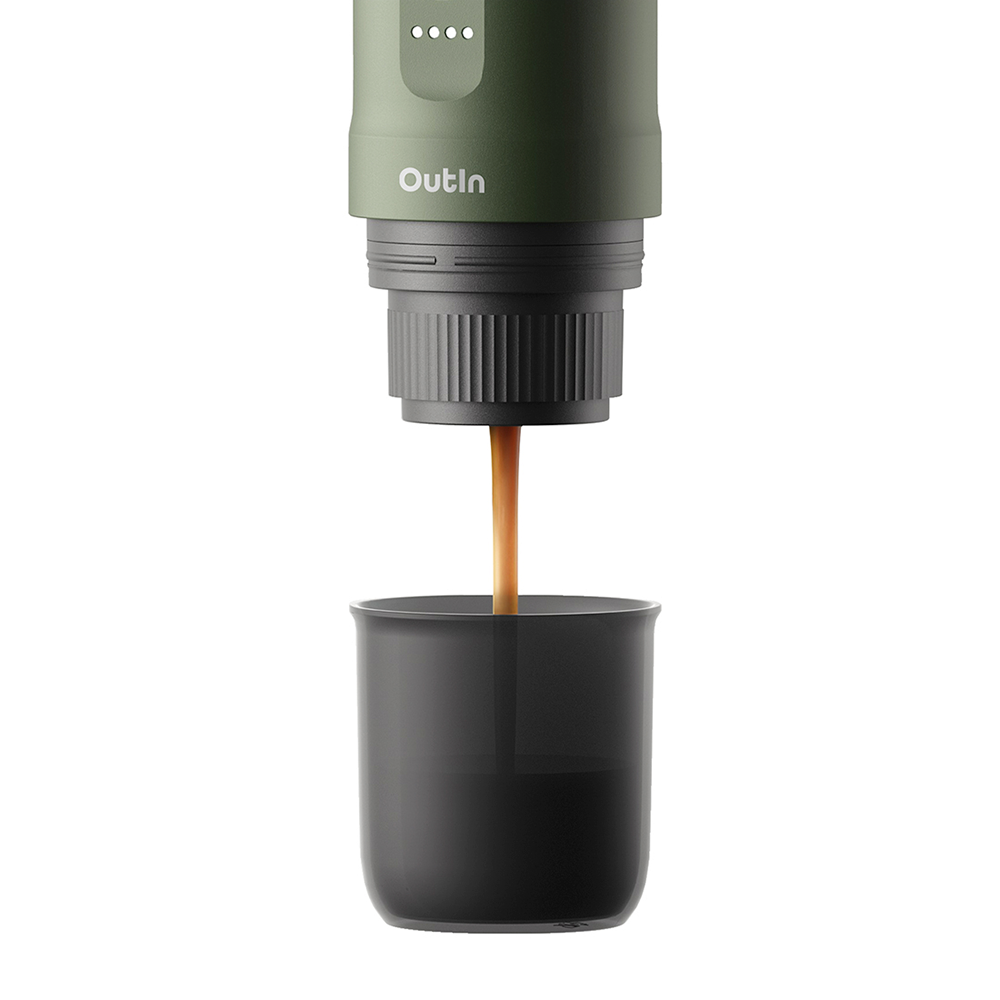 Outin Nano tragbare Kaffeemaschine, Waldgrün