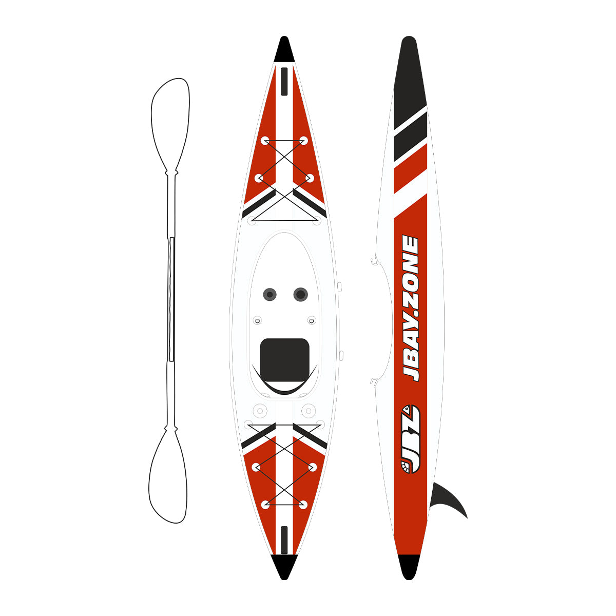 Kayak Canoa Gonfiabile Monoposto JBAY.ZONE V-SHAPE MONO