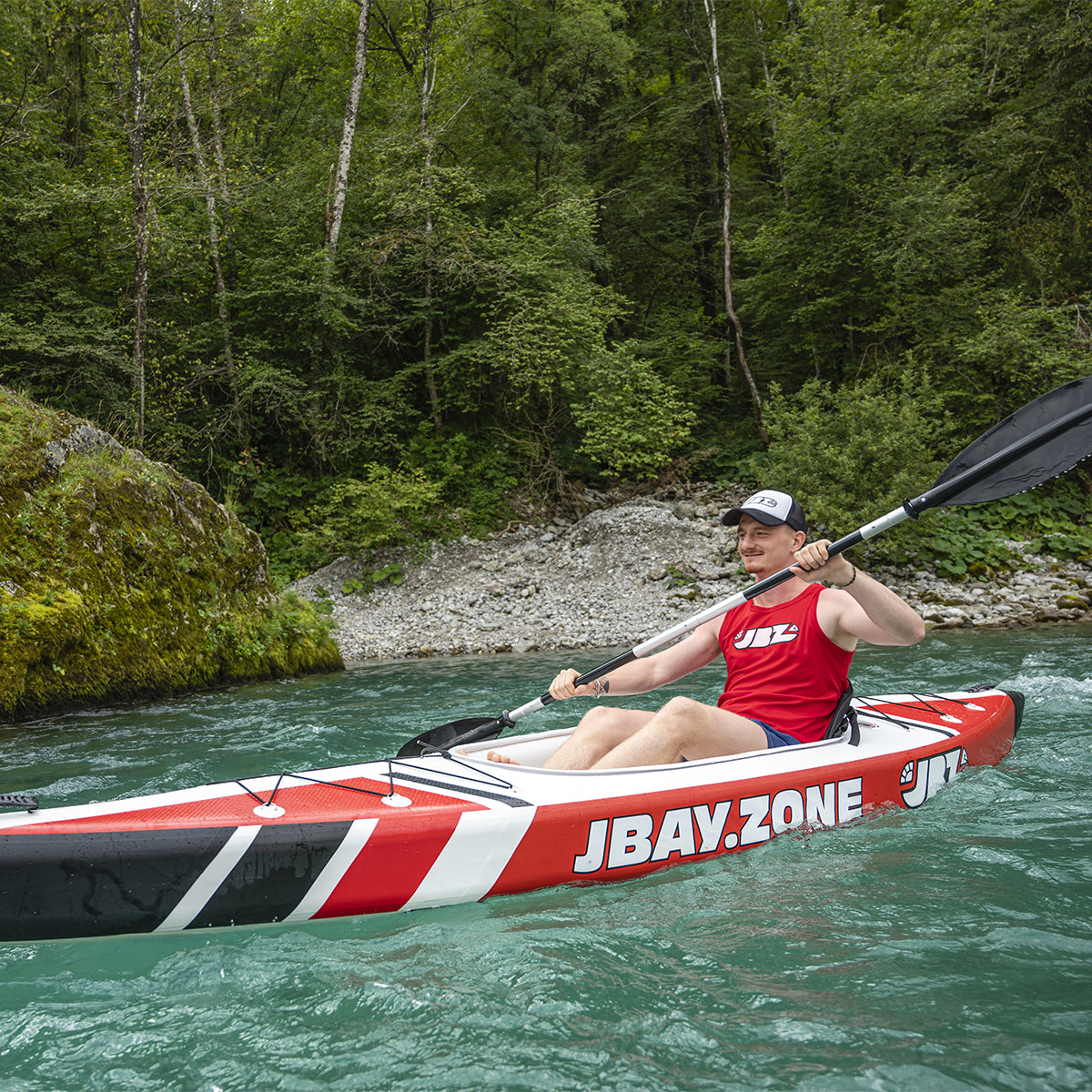 Single Seater Inflatable Canoe Kayak JBAY.ZONE V-SHAPE MONO