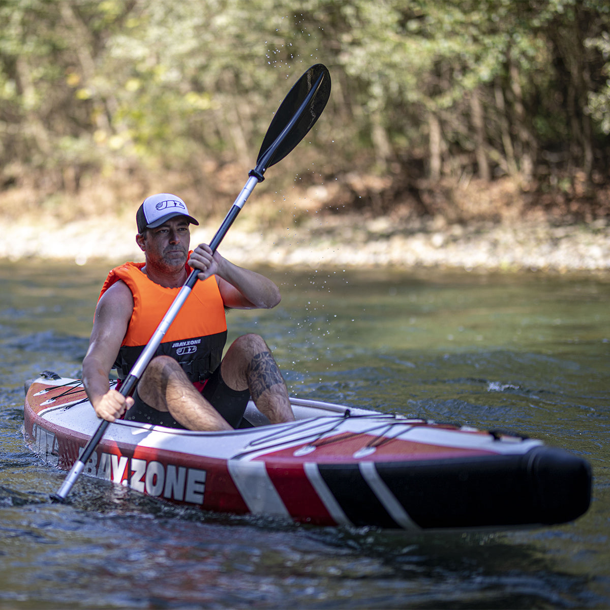 Single Seater Inflatable Canoe Kayak JBAY.ZONE V-SHAPE MONO