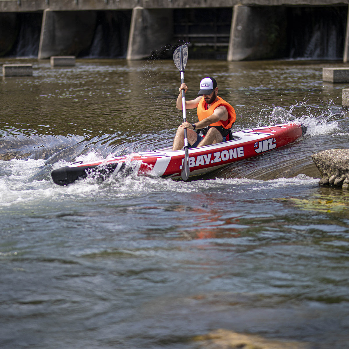 Single Seater Inflatable Canoe Kayak JBAY.ZONE V-SHAPE MONO